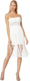 Корсетное платье с бахромой BCBGMAXAZRIA, цвет Off-White