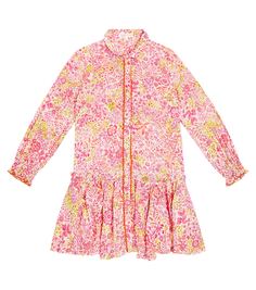 Платье tesorino с цветочным принтом Poupette St Barth Kids, розовый