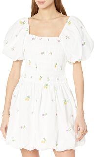 Платье со сборками и цветочной вышивкой English Factory, цвет White Multi