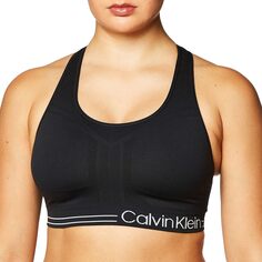 Женский спортивный бюстгальтер премиум-класса с влагоотведением и средней ударопрочностью Calvin Klein, черный