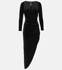 Асимметричное бархатное платье Norma Kamali, черный