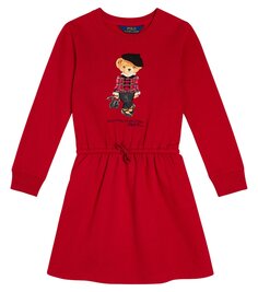 Платье polo bear из смесового хлопка Polo Ralph Lauren Kids, красный