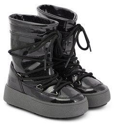 Юные блестящие зимние ботинки jtrack tube Moon Boot Kids, черный