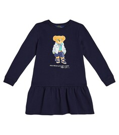 Платье polo bear из хлопкового флиса Polo Ralph Lauren Kids, синий