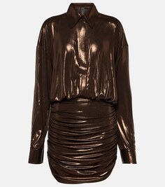 Мини-платье с драпировкой и эффектом металлик Norma Kamali, коричневый
