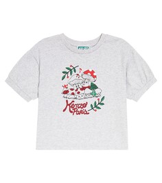 Футболка из хлопкового джерси с принтом Kenzo Kids, серый