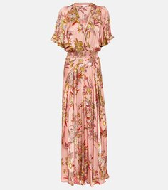Платье макси mabelle с цветочным принтом Poupette St Barth, розовый