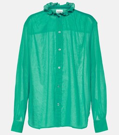 Хлопковая рубашка с оборками Marant Etoile, зеленый