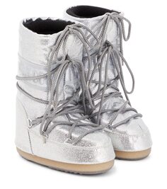 Зимние ботинки icon с блестками Moon Boot Kids, серебро