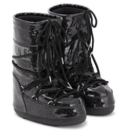 Резиновые зимние ботинки с блестками icon Moon Boot Kids, черный