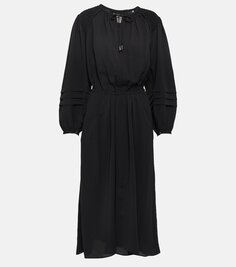 Платье миди lydie из крепа со сборками Marant Etoile, черный