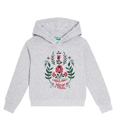 Толстовка из хлопкового джерси с вышивкой Kenzo Kids, серый