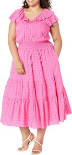 Платье макси больших размеров с развевающимися рукавами Draper James, розовый