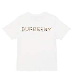 Хлопковая футболка с логотипом Burberry Kids, белый