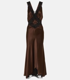 Шелковое платье aries с вырезом халтер и кружевной отделкой Sir, коричневый Sir.