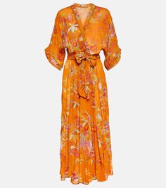 Платье макси adha с цветочным принтом Poupette St Barth, апельсин