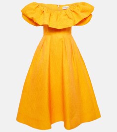 Плиссированное платье миди aurora с открытыми плечами Rebecca Vallance, желтый