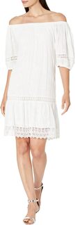 Платье с короткими рукавами и вышивкой Karen Kane, цвет Off-White