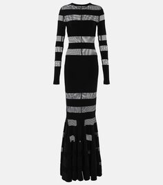 Платье из сетки и джерси Norma Kamali, черный