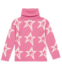 Шерстяной свитер с высоким воротником и звездной пылью Perfect Moment Kids, розовый