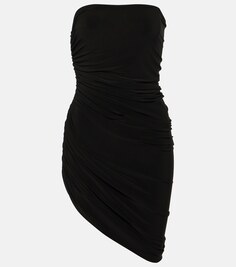 Мини-платье из джерси с драпировкой Norma Kamali, черный