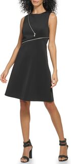Платье-рубашка без рукавов с асимметричной молнией DKNY, черный