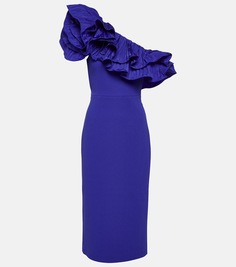 Платье миди на одно плечо cora с оборками Rebecca Vallance, синий