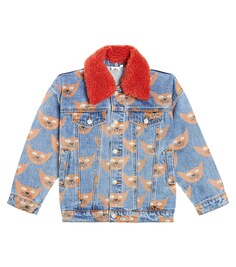 Джинсовая куртка с кошачьим принтом Jellymallow, синий