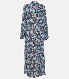 Платье миди из крепа ferne с цветочным принтом Rixo, синий