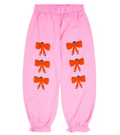 Хлопковые брюки с оборками и принтом Tinycottons, розовый