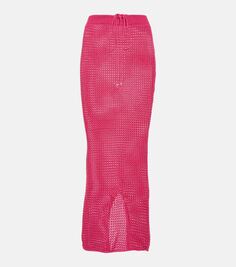 Полупрозрачная трикотажная юбка макси aria Bananhot, розовый