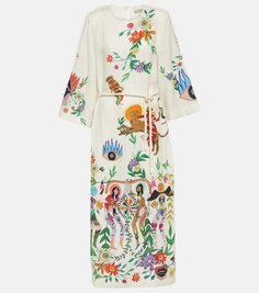 Льняное платье макси meagan с принтом Alémais, мультиколор