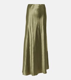 Атласная юбка-комбинация Vince, зеленый