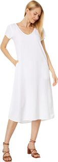 Платье с V-образным вырезом из тенселя Stone Wash и съемным поясом Mod-o-doc, белый