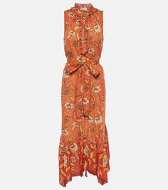 Платье миди beverly с цветочным принтом Ulla Johnson, апельсин