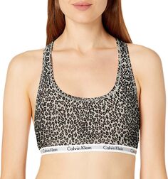 Женский бюстгальтер без косточек с логотипом Carousel Calvin Klein, цвет Exquisite Leopard- Whisper White