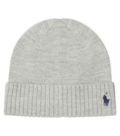Шерстяная шапка с логотипом Polo Ralph Lauren Kids, серый