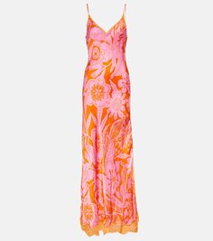 Платье макси lucia с цветочным принтом Poupette St Barth, розовый