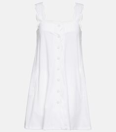 Мини-платье с фестонами из смесового хлопка Marysia, белый