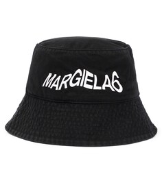 Панама из хлопка с логотипом Mm6 Maison Margiela Kids, черный