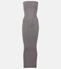 Платье миди без бретелек с эффектом блеска Wolford, серый