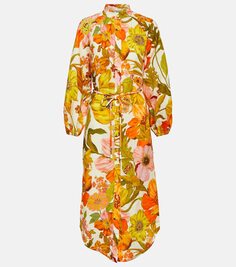 Льняное платье-рубашка с принтом silas Alémais, мультиколор