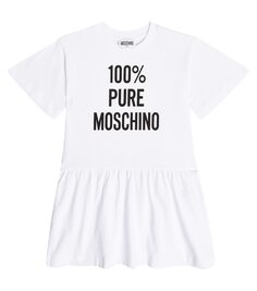 Платье из хлопкового джерси с логотипом Moschino Kids, белый