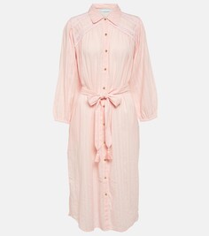 Хлопковое платье-рубашка cressida с поясом Melissa Odabash, розовый