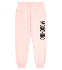 Спортивные брюки из хлопкового джерси с логотипом Moschino Kids, розовый