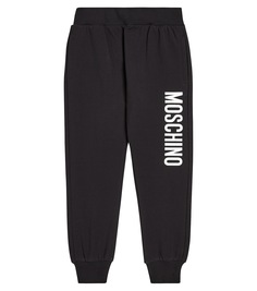 Спортивные брюки из хлопкового джерси с логотипом Moschino Kids, черный