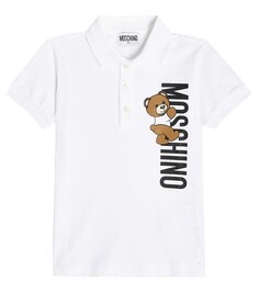 Рубашка-поло из смесового хлопка teddy bear Moschino Kids, белый