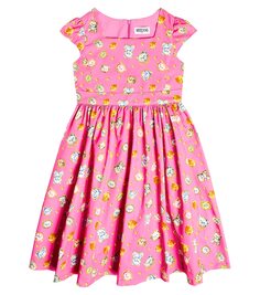 Платье teddy bear из хлопка Moschino Kids, розовый