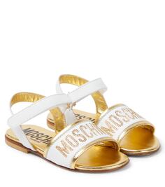 Кожаные сандалии с логотипом Moschino Kids, белый