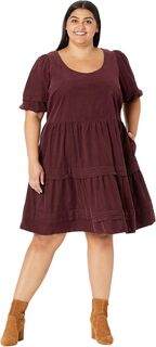 Многоуровневое вельветовое мини-платье Plus Madewell, цвет Vintage Mulberry